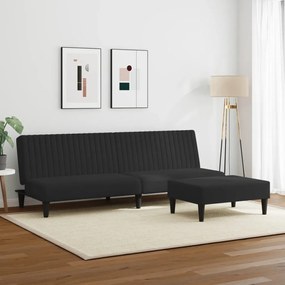 2 pcs conjunto de sofás veludo preto