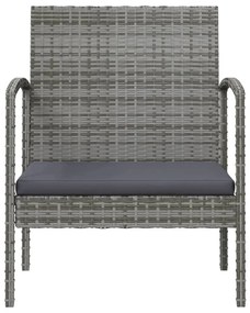 16 pcs conjunto lounge de jardim c/ almofadões vime PE cinzento