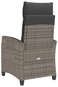 Cadeira de jardim reclinável com mesa de apoio vime PE cinzento