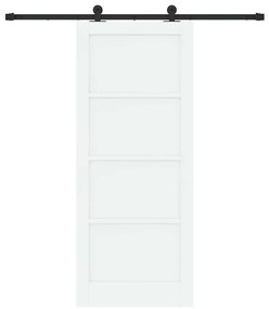 Porta de Correr com Conjunto de Ferragens Branca 83x202 cm Madeira Mac
