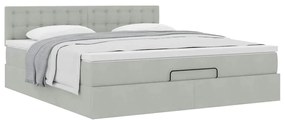 Estrutura de cama otomana com colchão 180x200 cm cinzento claro
