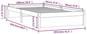 Estrutura de cama 100x200 cm madeira maciça branco