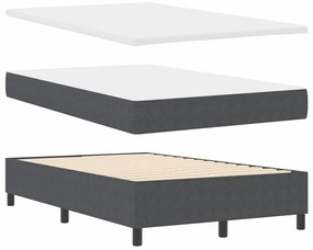 Cama Box Spring com Colchão &amp; Luz LED Cinza Escura 120x200 cm Tecido C