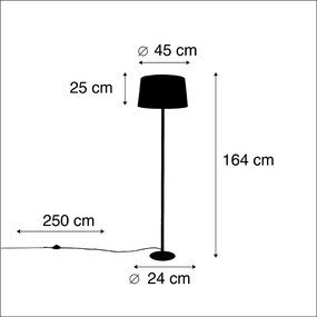 Candeeiro de pé preto com abajur de linho preto 45 cm - Simplo