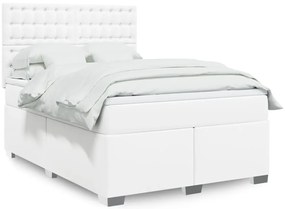 vidaXL Cama com molas/colchão 160x200 cm couro artificial branco