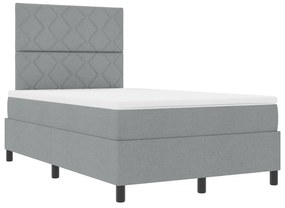 Cama Box Spring com Colchão Cinza Claro 120x200 cm Tecido