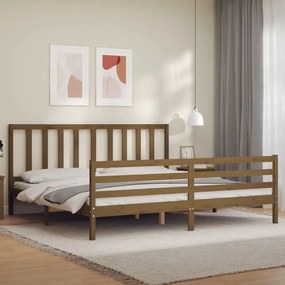 vidaXL Estrutura cama c/ cabeceira 200x200cm maciço castanho-mel