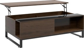 HOMCOM Mesa lateral com função elevatória, compartimento de armazenamento oculto, aparência de madeira nogueira, estrutura de aço, 102 x 58 x 35,5 cm | Aosom Portugal