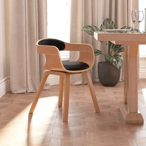 3092373 vidaXL Cadeira de jantar madeira curvada e couro artificial preto