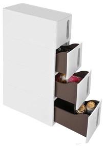 Estante estreita casa de banho ou cozinha com 4 gavetas 45 x 17 x 84 cm branca