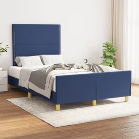 vidaXL Estrutura de cama sem colchão 120x200 cm tecido azul
