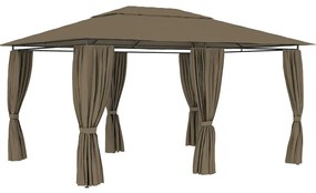 Tenda de jardim com cortinas 4x3m 180 g/m² cinzento-acastanhado