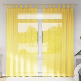vidaXL Cortinas de voile com bolsos para varão 2 pcs amarelo