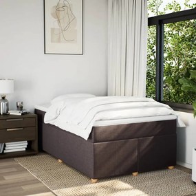 Cama boxspring com colchão 120x190 cm tecido castanho-escuro