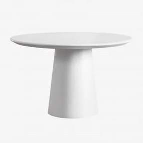 Mesa De Jardim Redonda Ø120 Cm Em Cimento Noemi Branco - Sklum