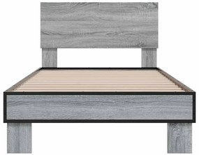 Estrutura cama 100x200 cm derivados madeira/metal cinza sonoma