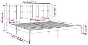 Estrutura de cama super king 180x200 cm madeira maciça branco