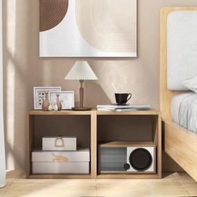 Conjunto de 2 organizadores de arrumação em cubo Organizador de arrumação em cubo empilhável para sala de estar 38 x 33 x 38 cm Naturalcm Natural