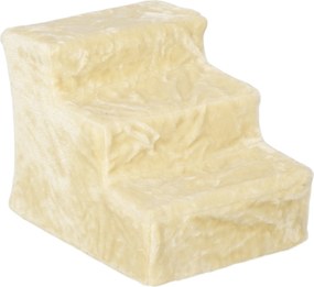 PawHut Escada para Cães de 3 Degraus com Capa Removível e Lavável Rampa para Cães para Cama Sofá 46x35x35 cm Bege | Aosom Portugal