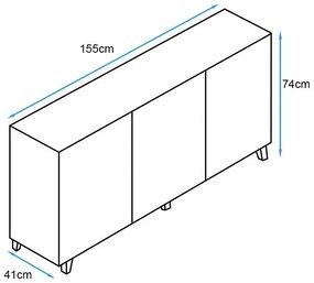 Aparador Viena de 155cm - Branco - Design Escandinavo