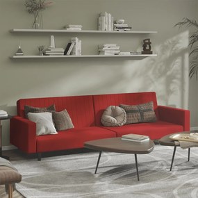 vidaXL Sofá-cama de 2 lugares veludo vermelho tinto