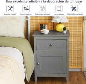 Conjunto de 2 mesas de cabeceira modernas  48 x 38 x 63,5 cm cinzentas