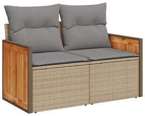 5 pcs conjunto de sofás p/ jardim com almofadões vime PE bege