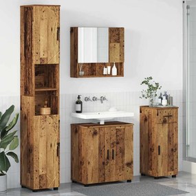 vidaXL Conjunto de Móveis para Banheiro com porta 4 pcs Madeira antiga
