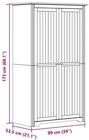 Roupeiro BODO 99x53,5x173 cm madeira de pinho maciça cinzento