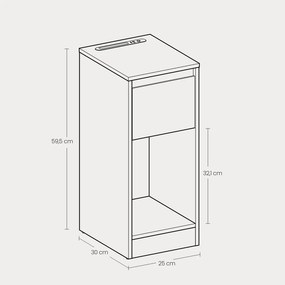 Conjunto de 2 Mesas de cabeceira estreita 30 x 25 x 59,5 cm bege-branco