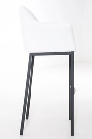 Banco de bar Damaso em couro sintético e com estrutura preta 64 x 110 x 48 cm Branco