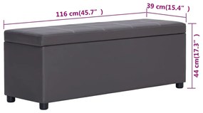 Banco c/ compartim. arrumação 116 cm couro artificial cinzento