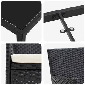 Conjunto de Jantar de Jardim de 5 Peças Preto em Rattan Sintético