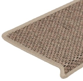 Tapetes escada adesivos aspeto sisal 30pcs 65x21x4cm cor areia