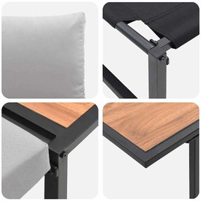 Conjunto de Jantar de Jardim de 3 Peças vidaXL com Almofadas Cinza Cla