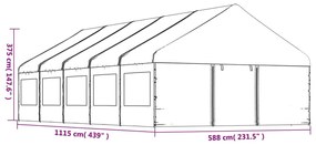 Gazebo com telhado 11,15x5,88x3,75 m polietileno branco