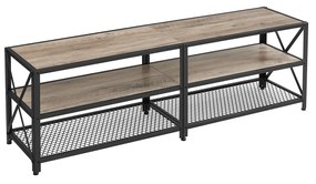 Suporte de TV VASAGLE, Mesa de TV para TV de até 70 polegadas, com prateleiras, estrutura de aço, sala de estar, móveis de quarto, cinza e preto LTV095B02