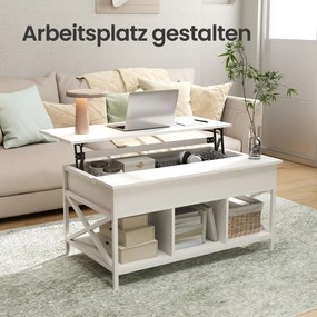 Mesa de centro com altura ajustável 60 x 100 x (48-62) cm Branca