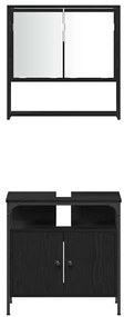 Conjunto de Móveis para Banheiro com 4 Peças - Carvalho Preto