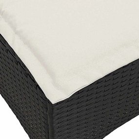 3pcs conjunto sofás de jardim com almofadões em L vime PE preto