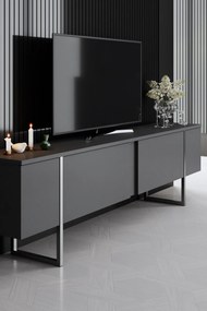 Conjunto de Mobiliário de Sala Luxe – Antracite e Prateado – Móveis co