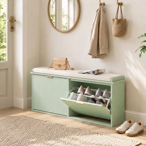 Banco para Sapatos, 104 x 26 x 47,5 cm, Gaveta Basculante, Verde
