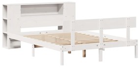 Cama com estante sem colchão 120x190 cm pinho maciço branco