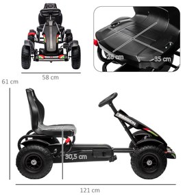 Kart a Pedais para Crianças com Assento Ajustável Pneus de Goma Travão de Mão para Crianças de 5-12 Anos 121x58x61 cm Branco