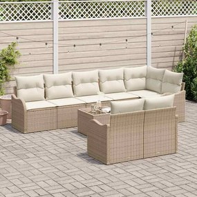 Conjunto de Sofás de Jardim de 9 Peças com Almofadas em Vime Marrom vi