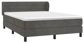 Cama com molas/colchão 180x200 cm veludo cinzento-escuro
