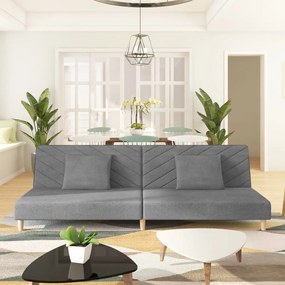 vidaXL Sofá-cama 2 lugares com duas almofadas tecido cinzento-claro