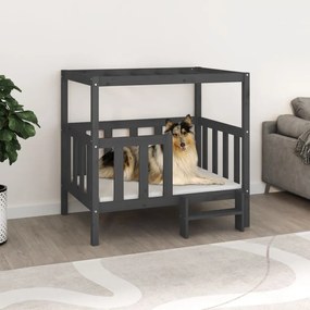 Cama para cães 105,5x83,5x100 cm madeira de pinho maciça cinza