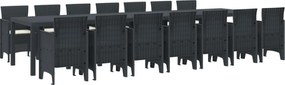 vidaXL Conjunto de Jantar para Jardim com Almofadas 15 pcs Antracite