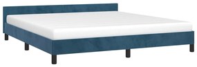 Estrutura de cama c/ cabeceira 180x200 cm veludo azul-escuro
